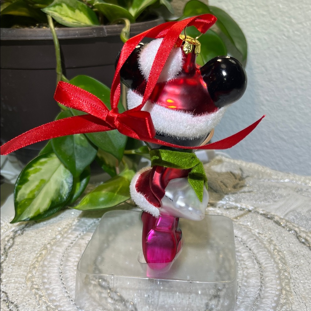 Disney Minnie Mouse Red and White Blown Glass Holiday Ornament - Picture 8 of 9